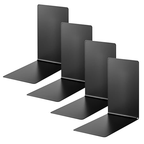 Alco-Albert 4301-11-4 - Sujetalibros de Metal, 4 Piezas, Negro, 14 x 14 x 8,5 cm, para la Escuela,...