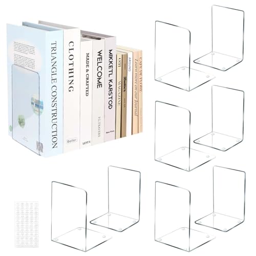 10 Piezas Sujetalibros de Acrílicos, Sujeta Libros Estanteria, Antideslizante Sujetalibros...