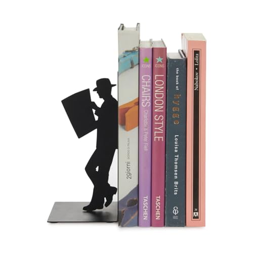 Balvi - The Reader sujetalibros Decorativo de Metal en Color Negro. Diseño Original