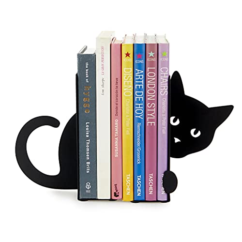 Balvi Sujetalibros Hidden Cat Color Negro Soporte para Libros de Estantería en...